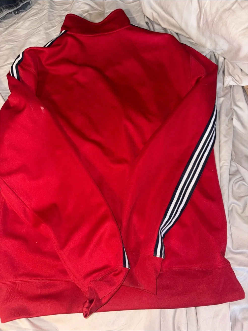 Old Navy Red Track Jacket with Navy-Trim Stripes